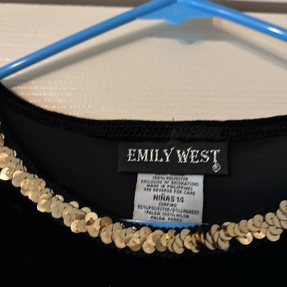 Emily West Black Dress with Gold Sequin tie dress with no zipper. - Picture 3 of 3